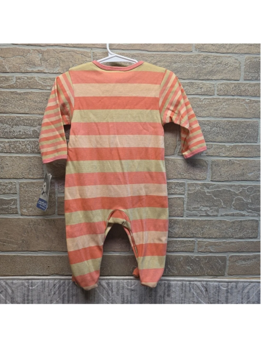 Baby Girl Clothes New Vintage Carter's 3-6 Month Striped Flower Footed Outfit